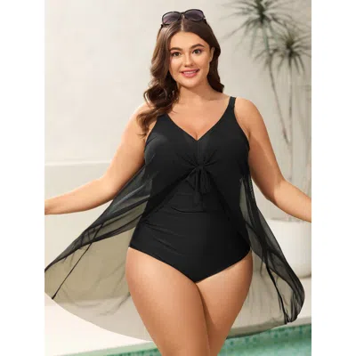 Bloomchic Women's Plus Size Knotted Front Extra Coverage One-piece Swimsuit Black Non Tie Knot Adaptive-fit 22