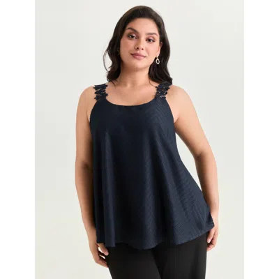 Bloomchic Women's Plus Size Lace Trim Flowy Tank Top Indigo Elegant 14-16/1x In Purple