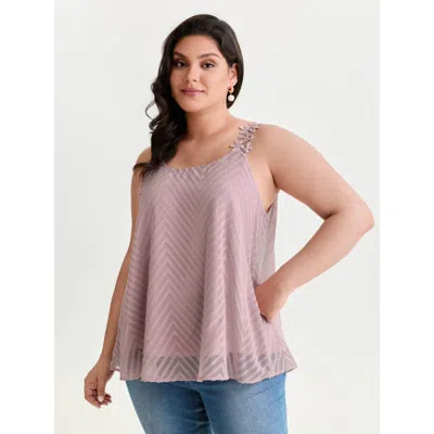 Bloomchic Women's Plus Size Lace Trim Flowy Tank Top Lilac Elegant 12/l In Purple