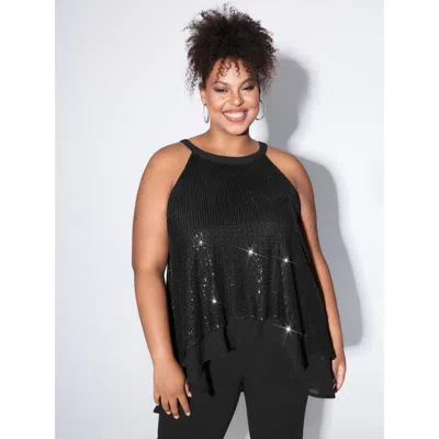 Bloomchic Women's Plus Size Layered High-low Hem Tunic Tank Top Black Party A-line 30/6x