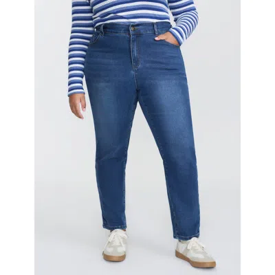 Bloomchic Women's Plus Size Mid-rise Curve-flattering Boyfriend Jeans Midblue Non Boyfriend High Stretch 24/3x