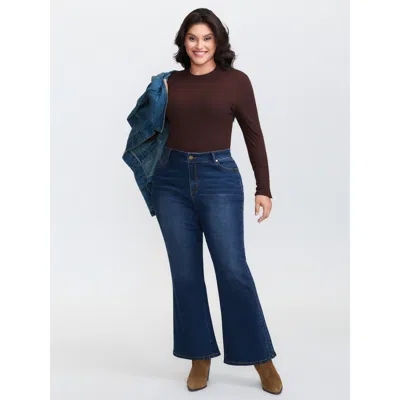 Bloomchic Women's Plus Size Mid-rise Flare Hem Jeans Denimindigo Flared High Stretch 30/6x