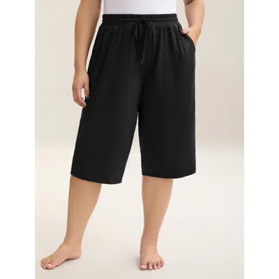 Bloomchic Women's Plus Size Mixed Color Knit Drawstring Loungewear Bottoms Black Knee Length 12/l