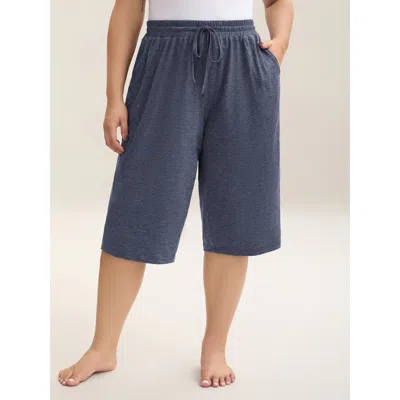 Bloomchic Women's Plus Size Mixed Color Knit Drawstring Loungewear Bottoms Indigo Knee Length 10/m In Purple