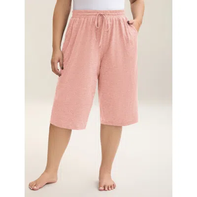 Bloomchic Women's Plus Size Mixed Color Knit Drawstring Loungewear Bottoms Nudepink Knee Length 10/m