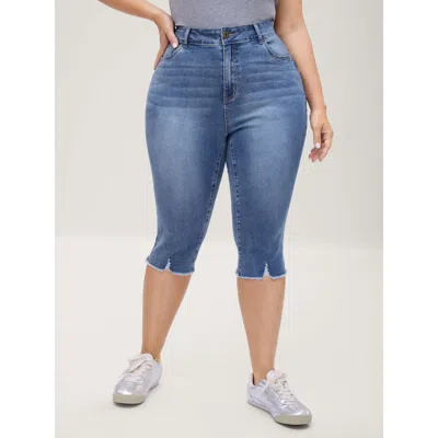 Bloomchic Women's Plus Size No-gap Waist Stretchy Faded Jeans Midblue Non High Stretch 10/m