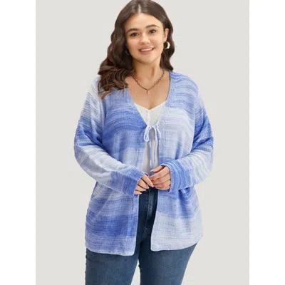 Bloomchic Women's Plus Size Ombre Knotted Front Bodycon Cardigan Blue Long Sleeve 14-16/1x