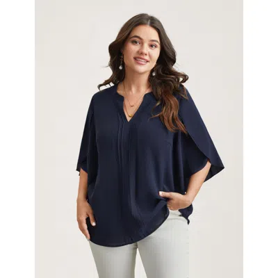 Bloomchic Women's Plus Size Petal Sleeve Toothpick Pleats Shirt Indigo Non Office 3/4 Sleeve 10/m In Purple