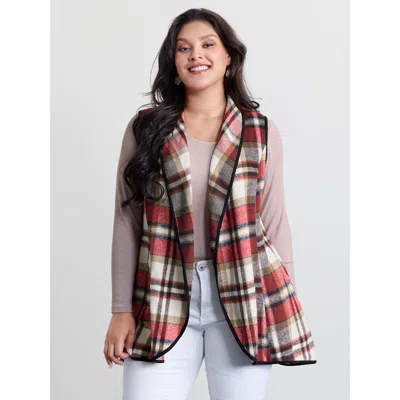 Bloomchic Women's Plus Size Plaid Curvy Hem Open-front Vest Multicolor Colorblock 22-24/3x