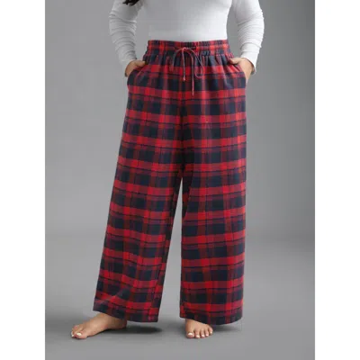 Bloomchic Women's Plus Size Plaid Drawstring Elastic Waist Lounge Bottoms Crimson Full 14-16/1x In Red