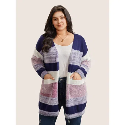 Bloomchic Women's Plus Size Plaid Pocket Open Front Loose Cardigan Multicolor Long Sleeve 22-24/3x