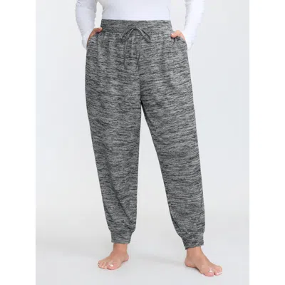 Bloomchic Women's Plus Size Plain Heather Drawstring Lounge Bottoms Darkgray 10/m In Gray