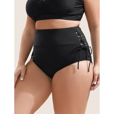 Bloomchic Women's Plus Size Plain Lace Up Side Skinny Swim Bottom Black Non Non 30/6x