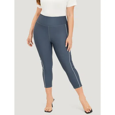 Bloomchic Women's Plus Size Plain Skinny Quilted Ankle Leggings Slategray High Stretch High Rise Dailywear 22- In Gray