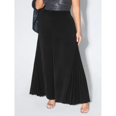 Bloomchic Women's Plus Size Pleated Side Wide-leg Pants Black Solid Wide Leg Mid Rise Party 10/m
