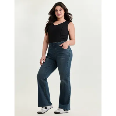 Bloomchic Women's Plus Size Pull-on Elastic Waistband Jeans Bluevintage Non Straight Fit 26/4x