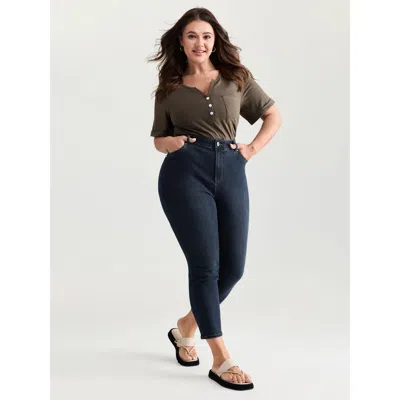 Bloomchic Women's Plus Size Pull-on Moderate Stretch Skinny-fit Jeans Darkblue Not Graphics Non Skinny Fit Hig In Blue