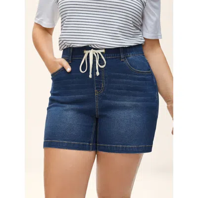 Bloomchic Women's Plus Size Pull-on Relaxed Fit Denim Shorts Denimindigo Medium Stretch Casual 10/m
