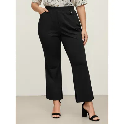 Bloomchic Women's Plus Size Pull-on Solid Bootcut Pants Black Solid Straight Fit Mid Rise Office 10/m