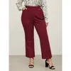 Bloomchic Women's Plus Size Pull-on Solid Bootcut Pants Scarlet Solid Straight Fit Mid Rise Office 10/m In Red