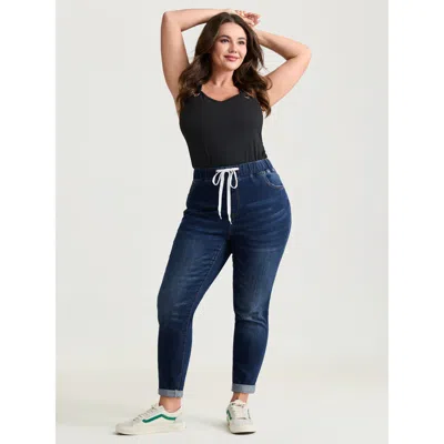 Bloomchic Women's Plus Size Pull-on Stretchy Skinny-fit Jeans Darkindigo Skinny Fit High Stretch 10/m In Purple