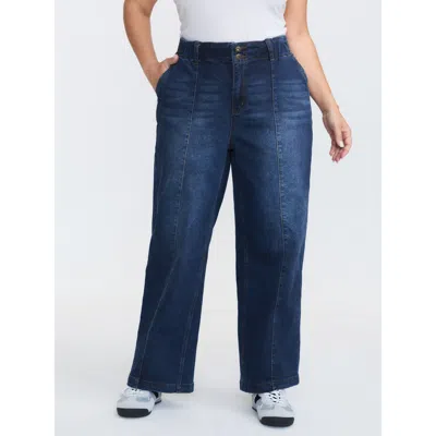 Bloomchic Women's Plus Size Pull-on Stretchy Waist Straight-leg Jeans Denimindigo Not Graphics Non Straight Fi