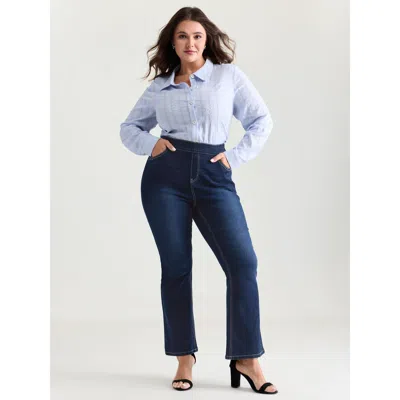 Bloomchic Women's Plus Size Pull-on Supersoft Flare Jeans Bluevintage Not Graphics Non Flared High Stretch 10/