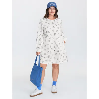Bloomchic Women's Plus Size Puppy Print Relaxed-fit Dress Originalwhite Non Short Casual 10/m