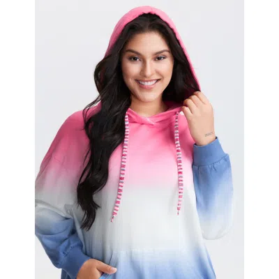 Bloomchic Women's Plus Size Pure Cotton Dip Dyed Sweatshirt Multicolor Casual 14-16/1x