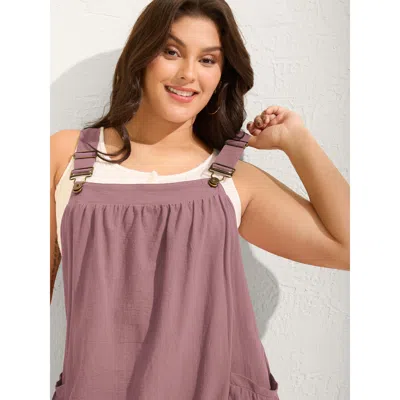 Bloomchic Women's Plus Size Pure Cotton Pleated Pockets Midi Dress Lilac Solid Midi Vacation Ruched 22-24/3x In Purple