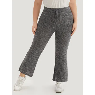 Bloomchic Women's Plus Size Rib Knit Bowknot Flare Leg Sweatpants Gray Dailywear 12/l