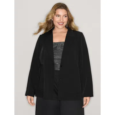 Bloomchic Women's Plus Size Ruffled Hem Double Button Blazer Black Button Sleeve Extra Long Sleeve 12/l