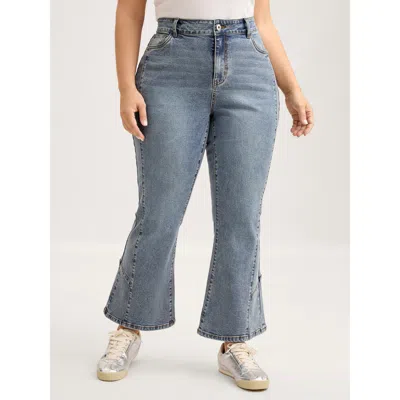 Bloomchic Women's Plus Size Sand Wash Bootcut Mid-rise Jeans Darkindigo Non Flared High Stretch 12/l In Purple