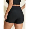 Bloomchic Women's Plus Size Sculpting Pockets Solid Swim Shorts Black Solid Short Patchwork Elastic Waist 28/5 In Black