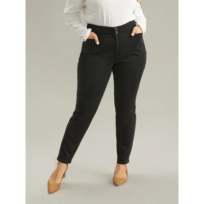 Bloomchic Women's Plus Size Seam Detail Skinny Pocket Jeans Dimgray Plain Plain High Stretch 30/6x