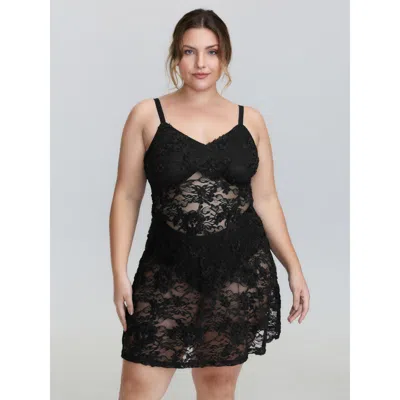 Bloomchic Women's Plus Size Sheer Floral Lace Cami Nightgown Black Sleeveless Short 10/m