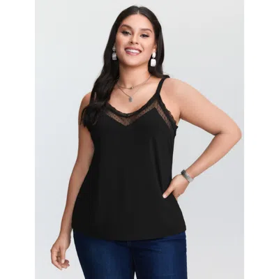 Bloomchic Women's Plus Size Sheer Lace Cut-out Tank Top Black Elegant 22-24/3x