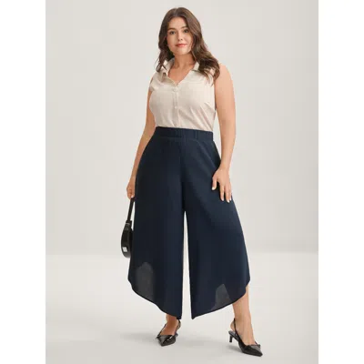 Bloomchic Women's Plus Size Sheer Lace Petal Hem Wide-leg Pants Indigo Non Wide Leg Mid Rise Office 22-24/3x In Purple