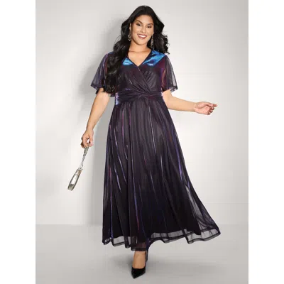 Bloomchic Women's Plus Size Shimmery Lined Shirred Waist Pockets Maxi Dress Deeppurplered Party Maxi Laser 12/