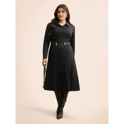 Bloomchic Women's Plus Size Shirt Collar Button Up Midi Dress Black Non Midi Everyday Button 22-24/3x
