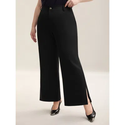 Bloomchic Women's Plus Size Side Slit Plain Bootcut Pants Black Non Slight Flare Mid Rise Office 14-16/1x