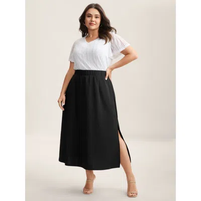 Bloomchic Women's Plus Size Side Slit Straight Fit Maxi Skirt Pureblack Non Elegant 12/l