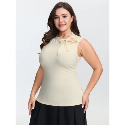 Bloomchic Women's Plus Size Side-tie Neckline Stretchy Tank Top Originalwhite Elegant S-line 22-24/3x