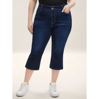 Bloomchic Women's Plus Size Skinny-fit Cropped Mid-rise Jeans Darkindigo Non Medium Stretch 12/l In Purple