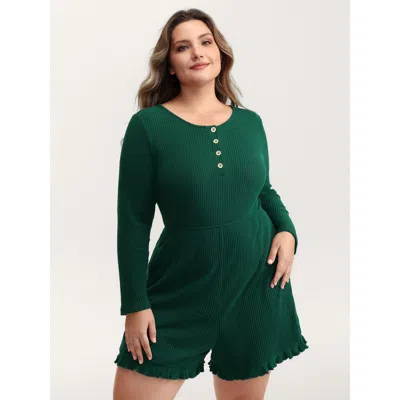 Bloomchic Women's Plus Size Soft Skin-friendly Textured Lounge Romper Darkgreen Tunic 18-20/2x In Green