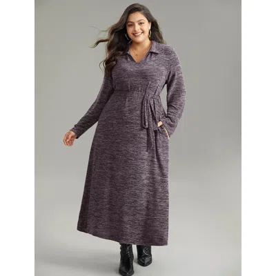 Bloomchic Women's Plus Size Solid Pocket Elastic Waist Ties Split Hem Dress Purple Dailywear Plain 22-24/3x