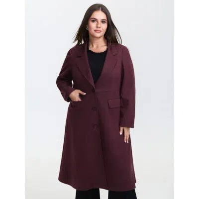 Bloomchic Women's Plus Size Solid Three Button Flared Coat Rust H-line 22-24/3x In Brown