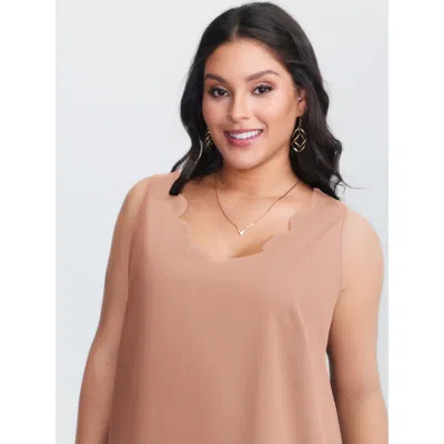 Bloomchic Women's Plus Size Solid V Neck Laser Cut Tank Top Dustypink Elegant A-line V-neck 10/m In Pink