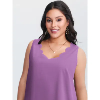 Bloomchic Women's Plus Size Solid V Neck Laser Cut Tank Top Lilac Elegant A-line V-neck 12/l In Purple