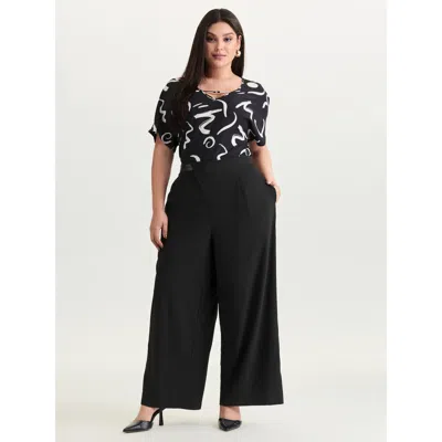 Bloomchic Women's Plus Size Special Waist Joint Cinched Pants Black Mid Rise Office 10/m